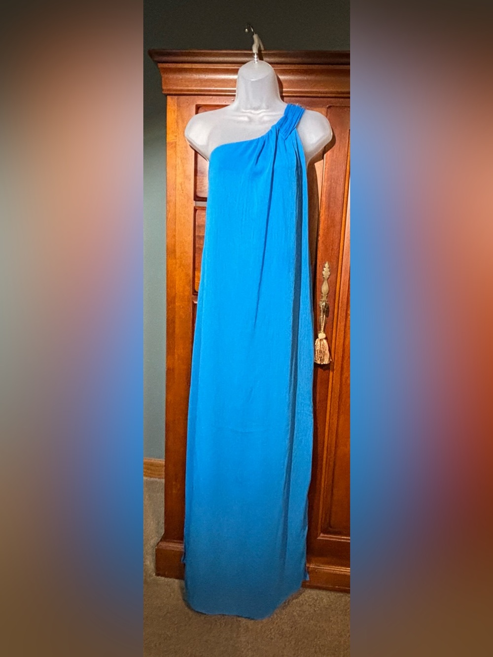 Tuckernuck Pomander Place One-Shoulder Maxi Skirt in Bright Blue